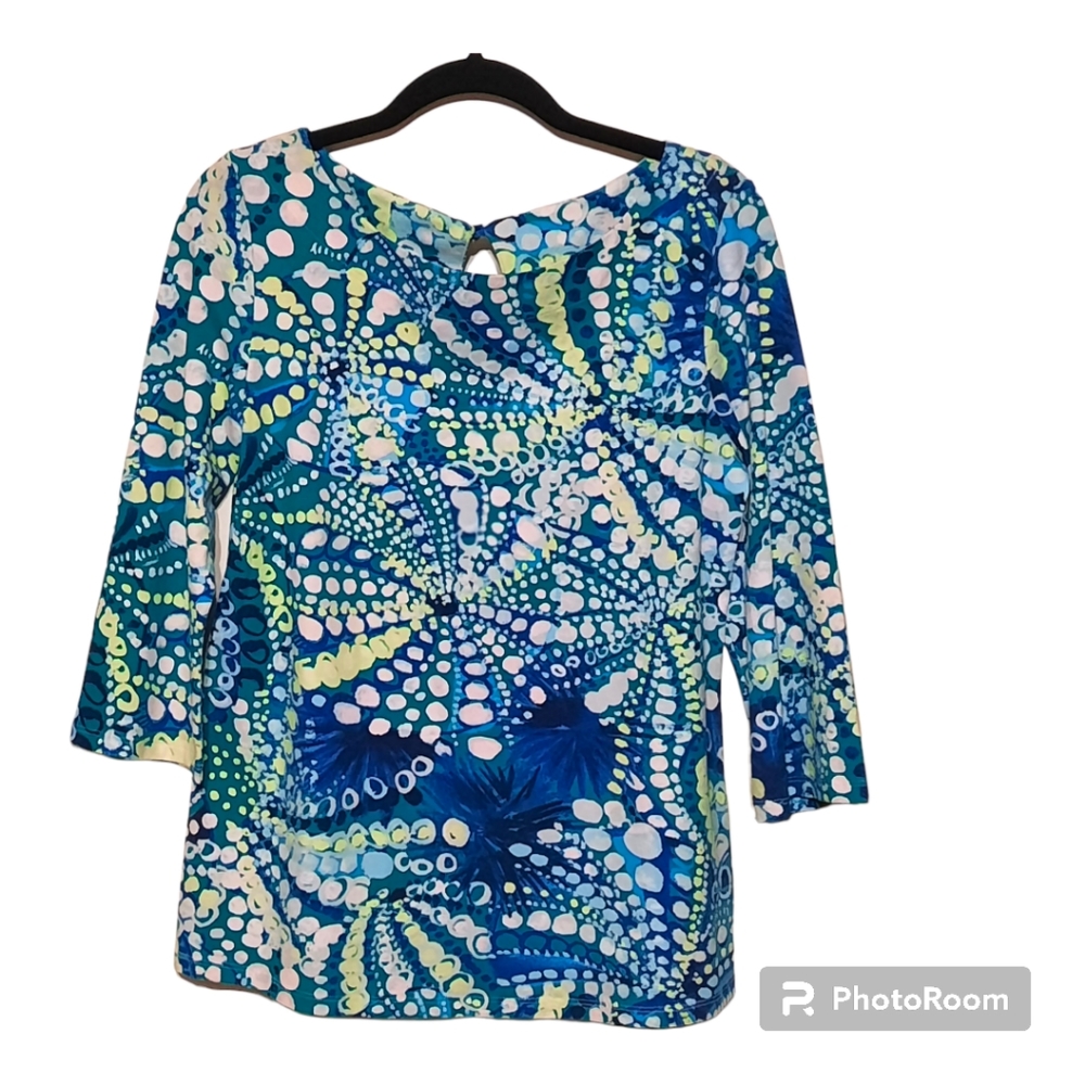 LILLY PULITZER Waverly Top Bright Navy A Jungle In Here Small LNC - Picture 5 of 11